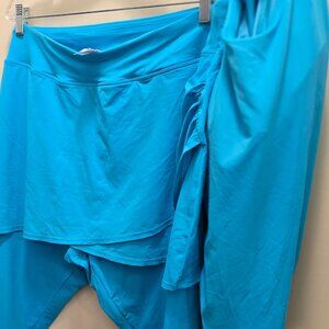 Turquoise Lands End Tankini Top and Skirt with attached leggings. Size 26